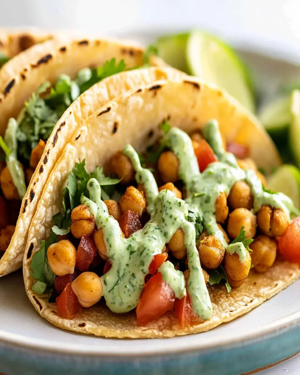 Chickpea Tacos with Cilantro Lime Sauce First Image First Image