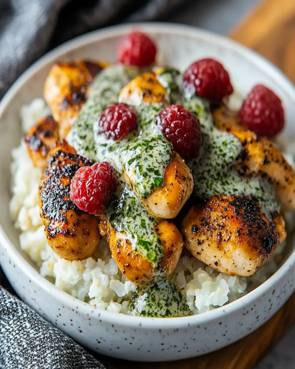Keto Peruvian Chicken and Cauliflower Rice with Green Sauce First Image First Image