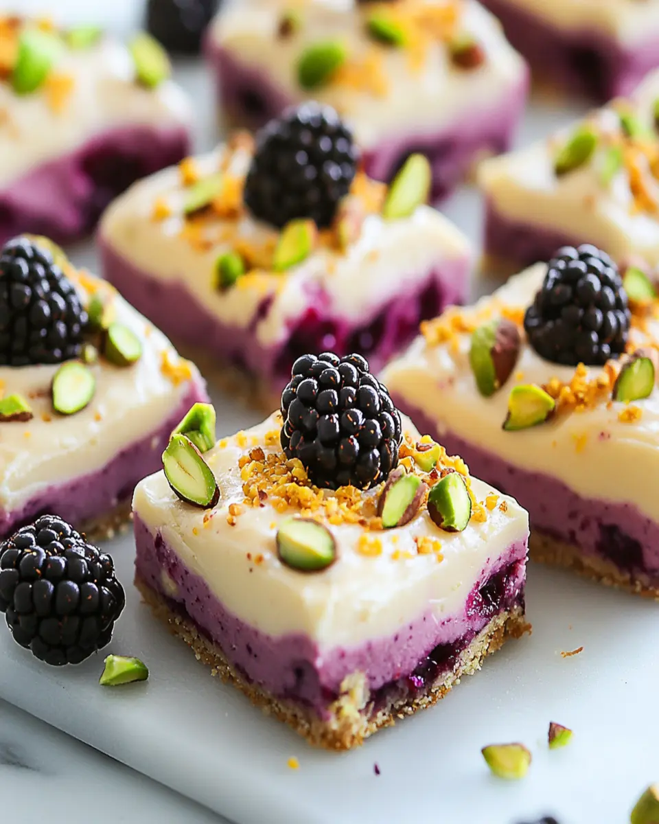 Easy Keto Blackberry Pistachio Dessert Bars First Image First Image