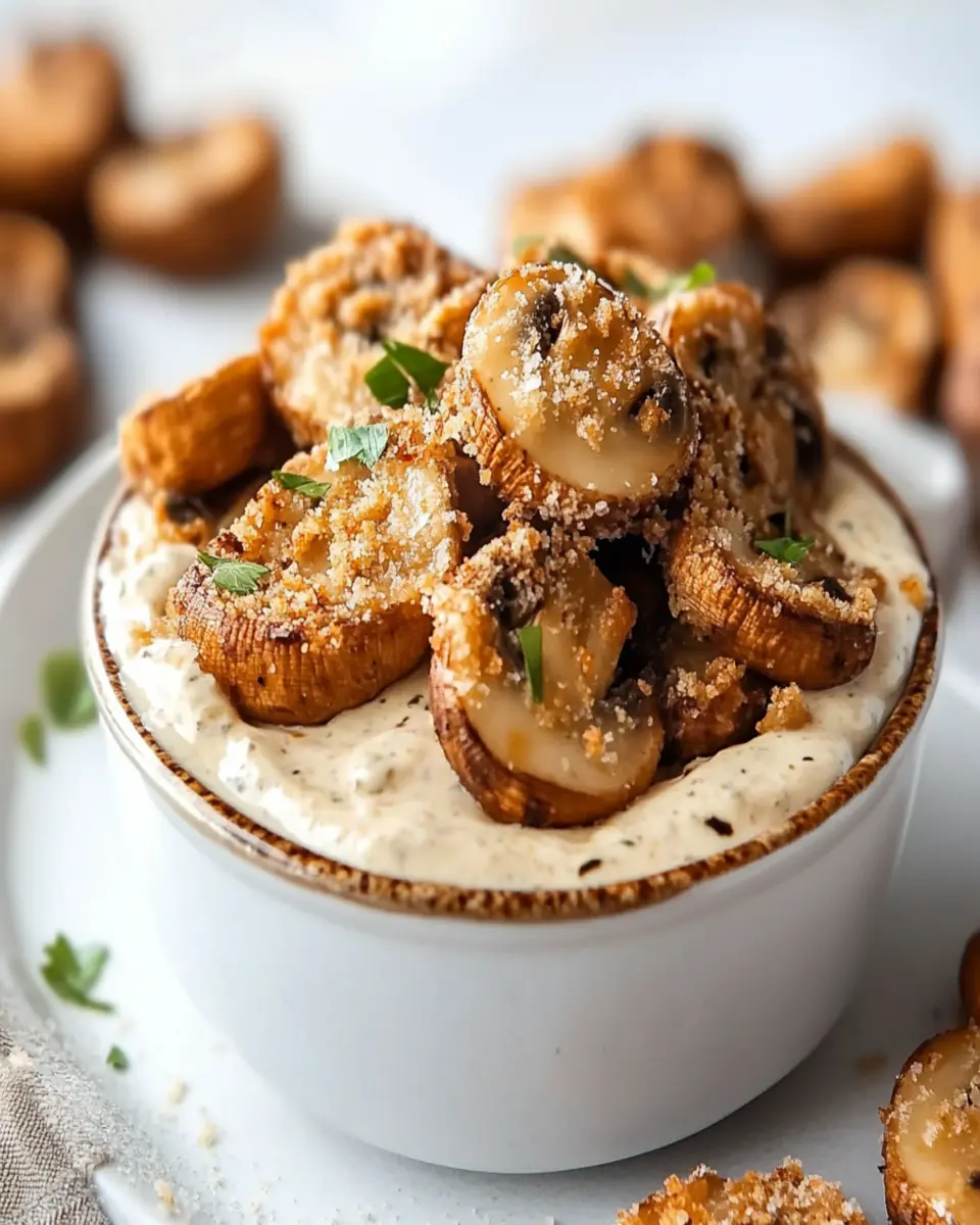 Keto Fried Sliced Mushrooms with Ranch First Image First Image