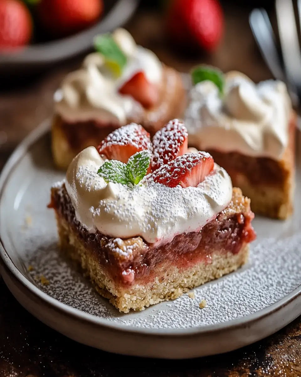 Low Carb Strawberry-Rhubarb Meringue Pie Bars First Image First Image