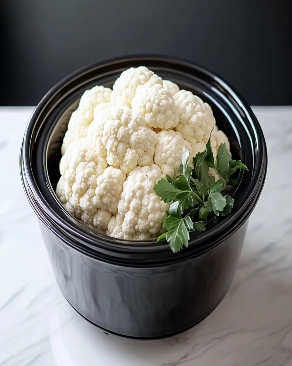 just toss the cauliflower in the crockpot — trust me First Image First Image