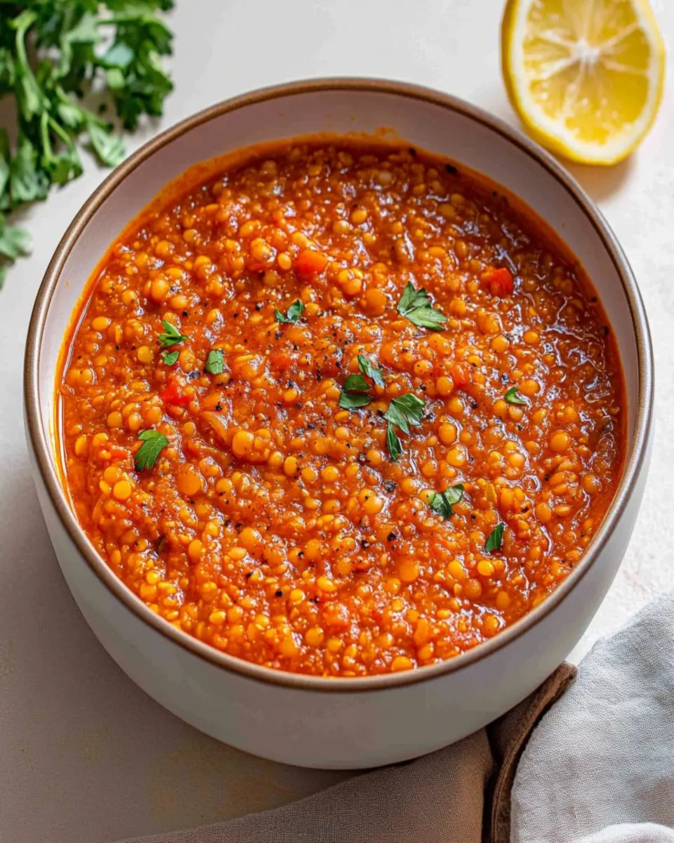 Spicy Turkish Bulgur Red Lentil Stew (Ezo Gelin Çorbası) First Image First Image