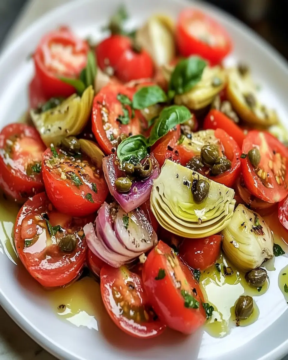 Refreshing Tomato and Artichoke Salad with Capers First Image First Image