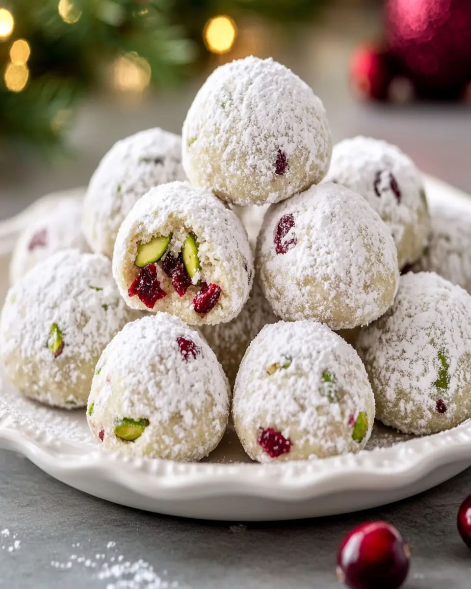 Pistachios & Cranberries Snowball Cookies First Image First Image