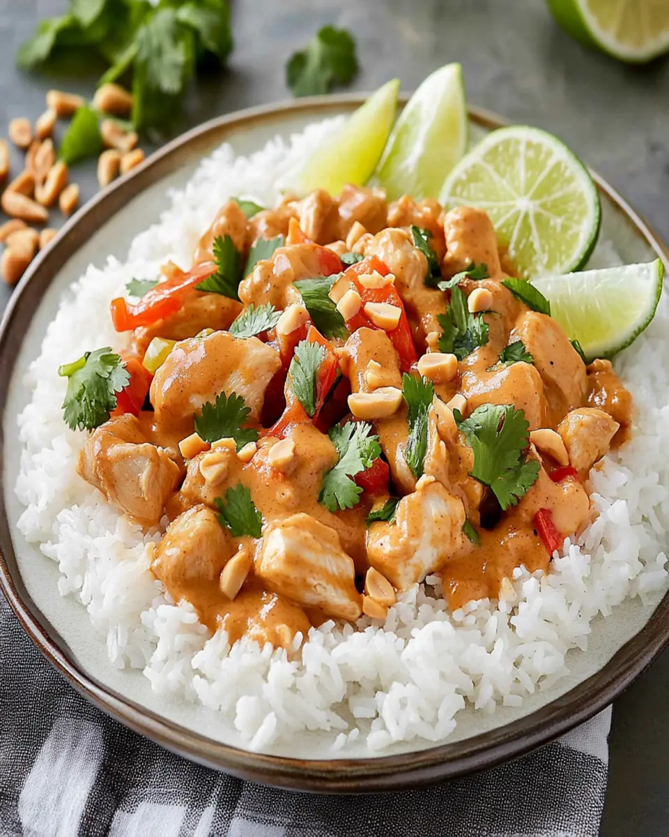 Easy Crockpot Thai Peanut Chicken Recipe First Image First Image