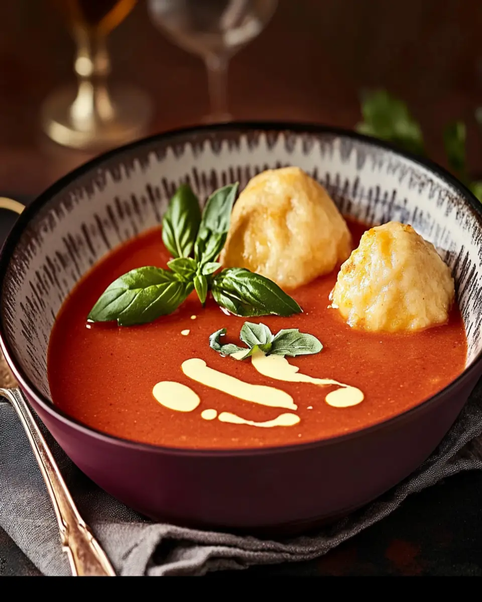 Warm Tomato Soup with Cheddar Bay Dumplings for Cozy Evenings First Image First Image