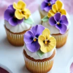 Easy Flower Cupcakes {Fondant Pansy} First Image First Image