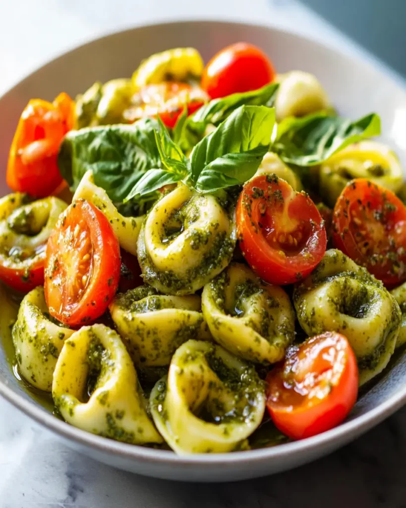 Delicious Pesto Tortellini Salad with Fresh Cherry Tomatoes First Image First Image