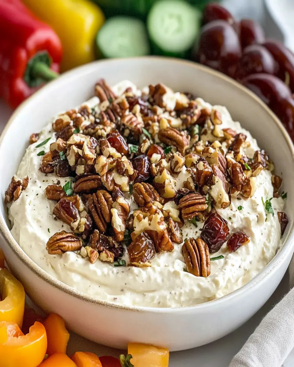 Whipped Goat Cheese Dip with Pecan Date Topping First Image First Image