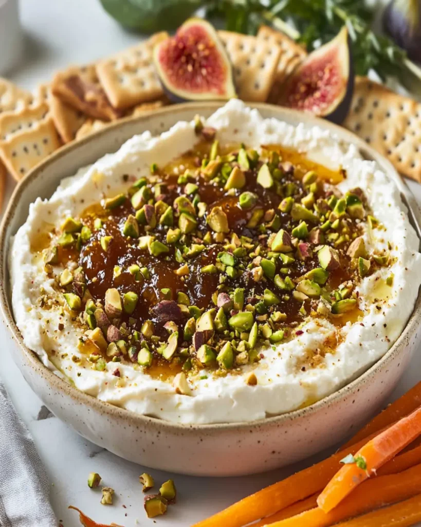5 Minute Goat Cheese Dip with Fig Jam & Pistachios First Image First Image