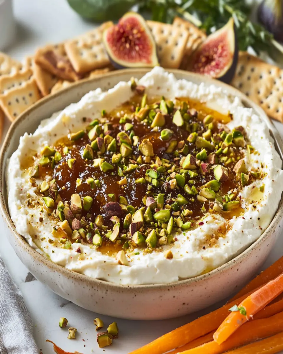 5 Minute Goat Cheese Dip with Fig Jam & Pistachios First Image First Image