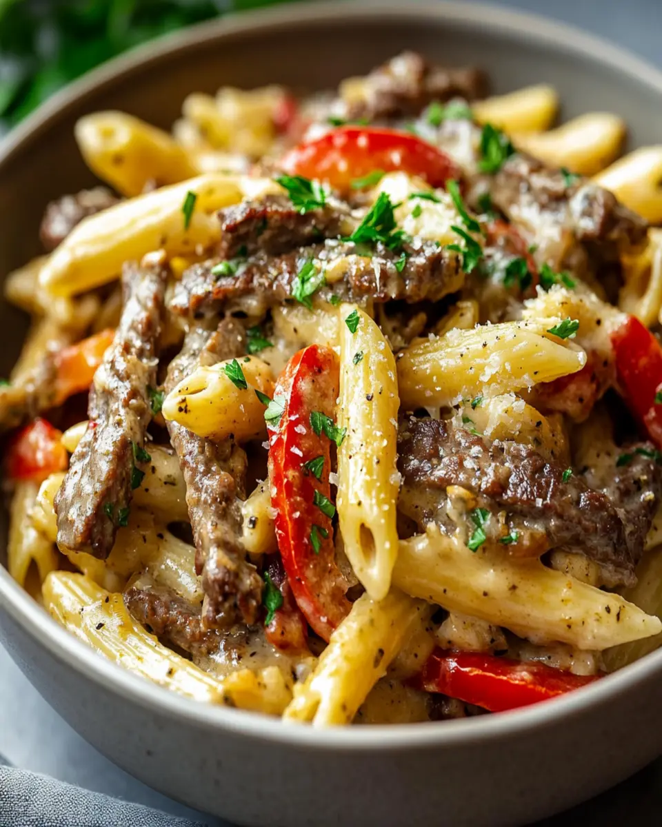 Ultimate Philly Cheesesteak Pasta: Hearty & Flavorful First Image First Image