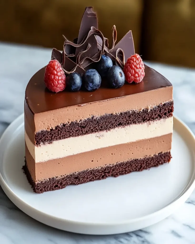 Triple Chocolate Mousse Cake Recipe – The Ultimate Layered Chocolate Dessert First Image First Image